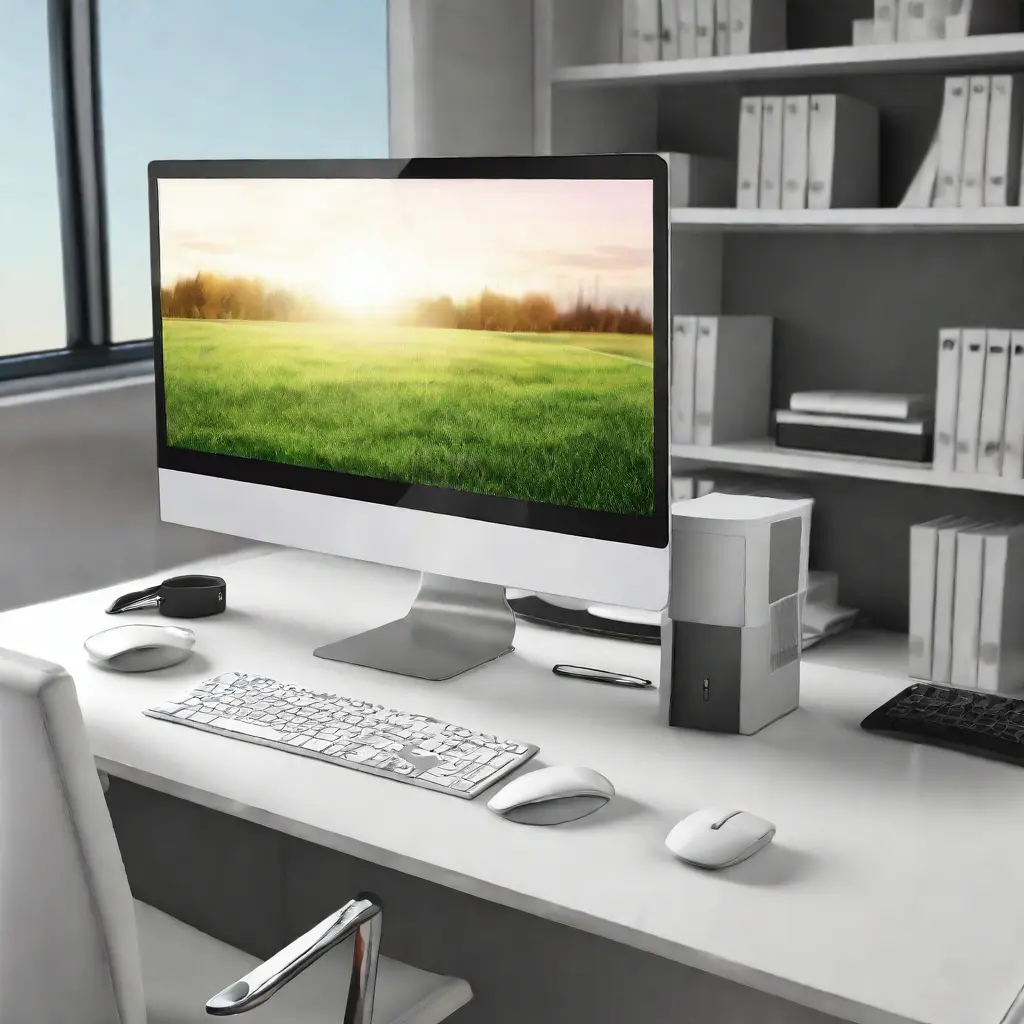 ordenador en un escriptori tot blanc ordenador en un escriptori tot blanc